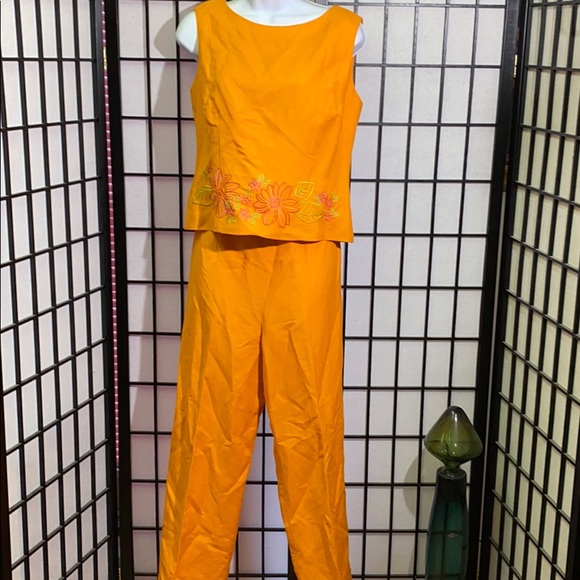 Address Maggy Linen  Embroidered Pants Outfit Sz 6 - Picture 1 of 5